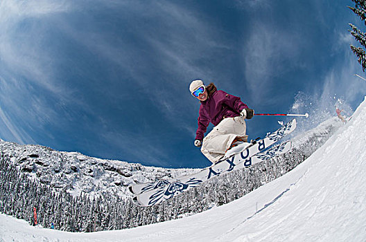 女人,跳跃,滑雪,佛蒙特州,美国