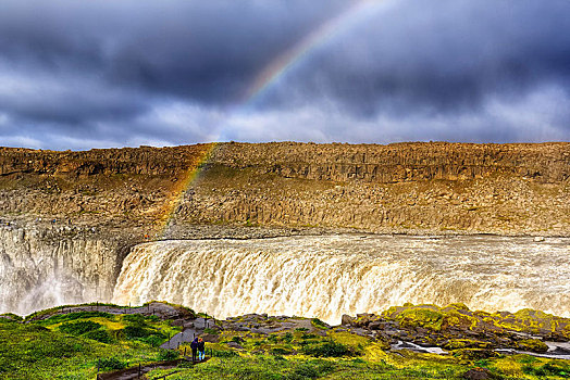 彩虹,上方,峡谷,瀑布,北方,冰岛,欧洲