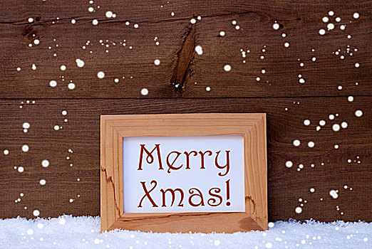 画框,文字,圣诞快乐,雪,雪花