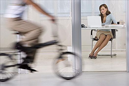 女人,工作,男人,自行车