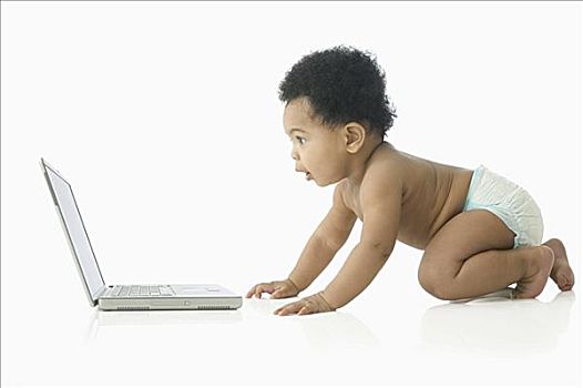 婴儿,吸引力,笔记本电脑
