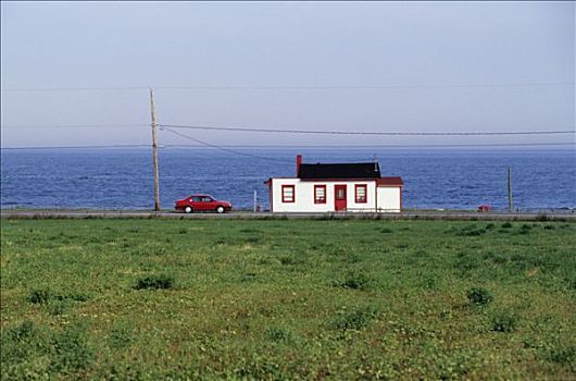 加拿大,魁北克,小,房子,海边