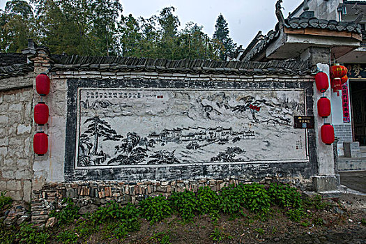 安徽黟县宏村村头的壁画