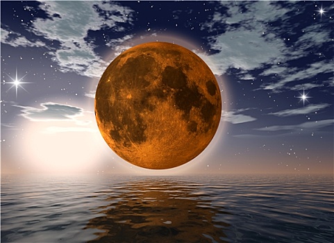 橙色,月亮