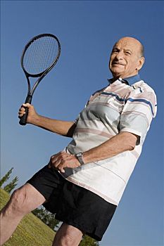 长者,玩,网球