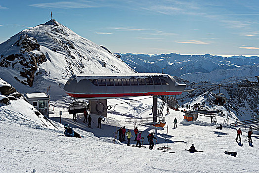山,车站,滑雪缆车,冰川,喷气式飞机,滑雪区,冰河,卡林西亚,奥地利,欧洲