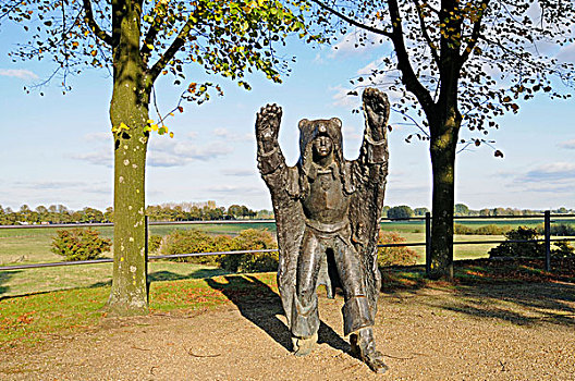 男人,熊皮,铜像,莱茵河,散步场所,木板路,筛豆,下莱茵,北莱茵威斯特伐利亚,德国,欧洲