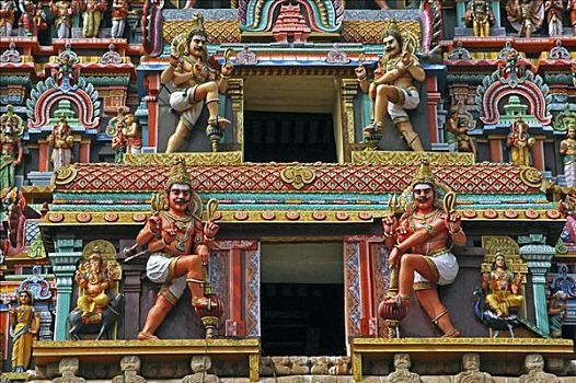 特写,中心,局部,楼塔,湿婆神,庙宇,贡伯戈纳姆,泰米尔纳德邦,印度