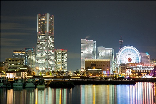 横滨,天际线,夜晚,日本