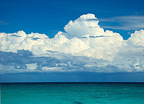 乌云,上方,蓝色,绿色,水,岛屿,波多黎各