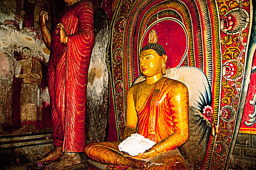 斯里兰卡,丹布勒,石头,庙宇,世界遗产,佛教,涂绘,雕塑