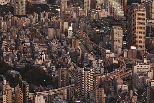 日本东京市区夜景俯瞰