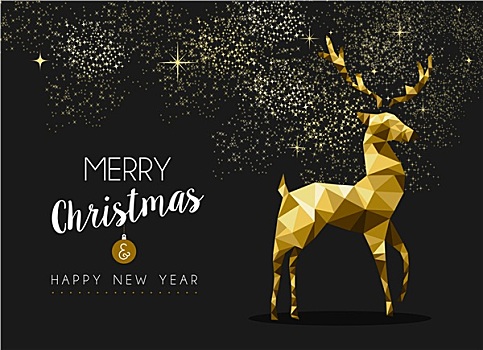 圣诞快乐,新年快乐,金色,鹿,折纸