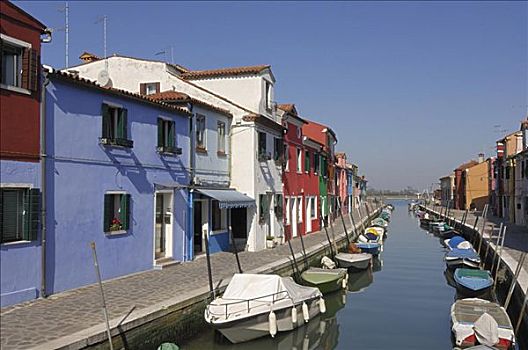 彩色,房子,运河,布拉诺岛,威尼斯,意大利