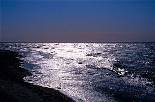 黃昏,波罗的海,岛屿,梅克伦堡前波莫瑞州,德国