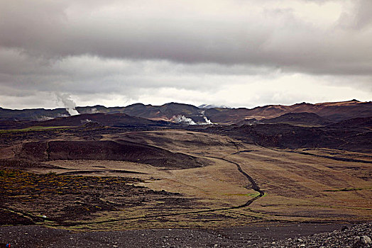 山,蒸汽,冰岛,风景
