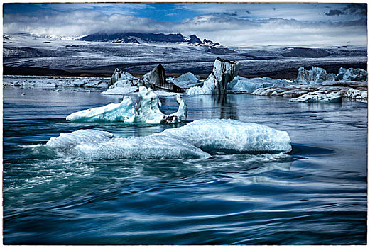 浮冰,靠近,冰岛,海岸