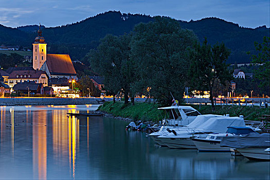 教堂,多瑙河,上奥地利州,奥地利