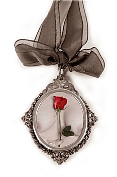 银,盒式小吊坠,情人节,红玫瑰
