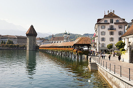 小教堂,桥,卢塞恩市,瑞士