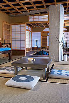 日本茶,房间,地面,垫子,矮桌