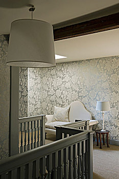 羊皮纸,灯罩,遮盖,老式,沙发,银,图案,壁纸,17世纪,英国,家