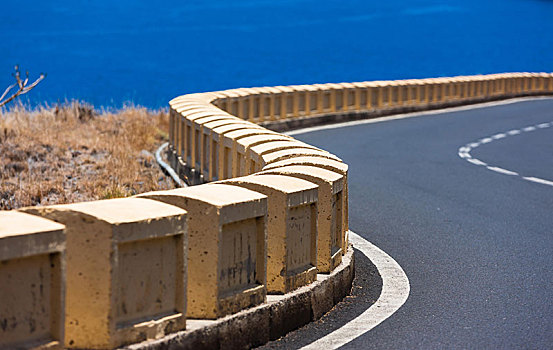 道路,屏障,弯曲,山路,特内里费岛,加纳利群岛,西班牙,欧洲