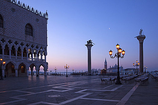 柱子,路灯柱,城镇广场,威尼斯,威尼托,意大利