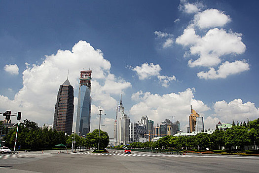 上海浦东陆家嘴金融开发区的景色