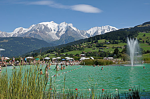 游泳,区域,湖,上萨瓦,隆河阿尔卑斯山省,法国
