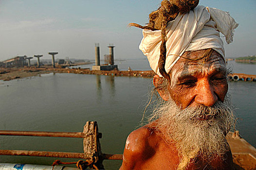 老人,胡须,泰米尔纳德邦,印度南部,一月,2005年