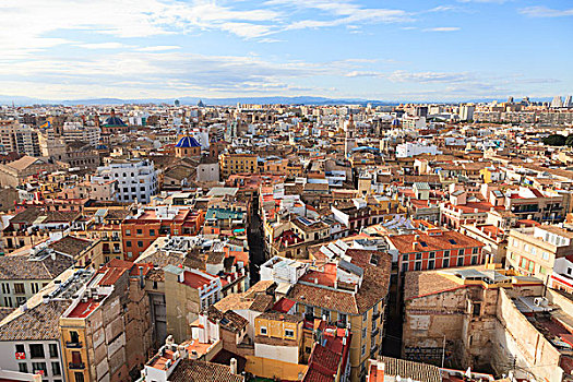屋顶,城市,瓦伦西亚,西班牙