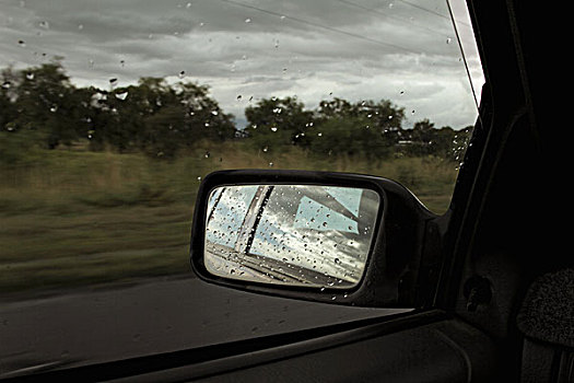 雨滴,反光镜,汽车