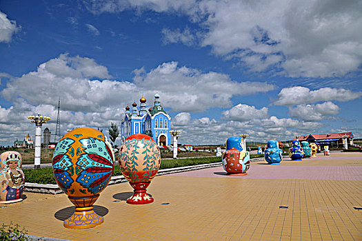 内蒙古呼伦贝尔满洲里俄罗斯套娃广场