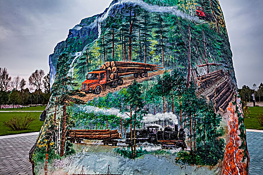 岩石彩绘壁画建筑景观