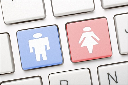 男人,女人,盥洗室,象征,键盘