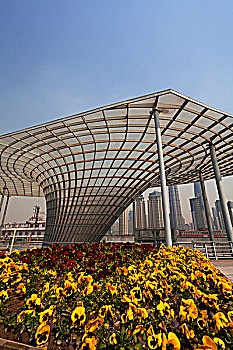 上海十六铺码头的遮阳棚