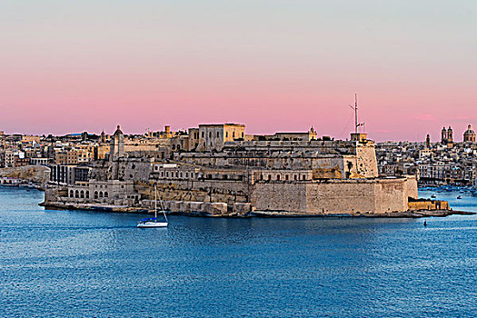 风景,瓦莱塔市,要塞,堡垒,中心,格兰德港,马耳他,欧洲