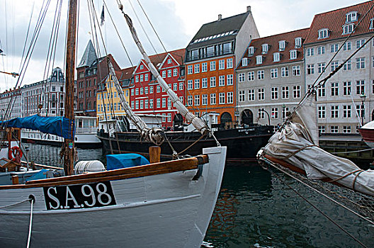 丹麦,哥本哈根,新港,帆船,独栋别墅,线条,港口