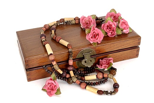 木盒,项链,玫瑰