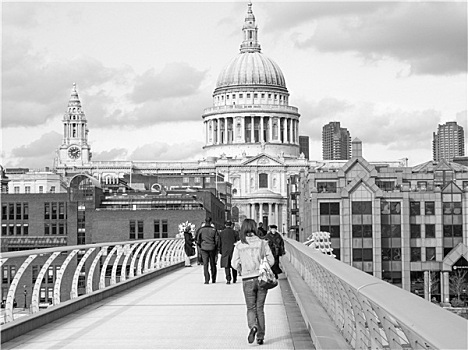 黑白,千禧桥,伦敦,英国