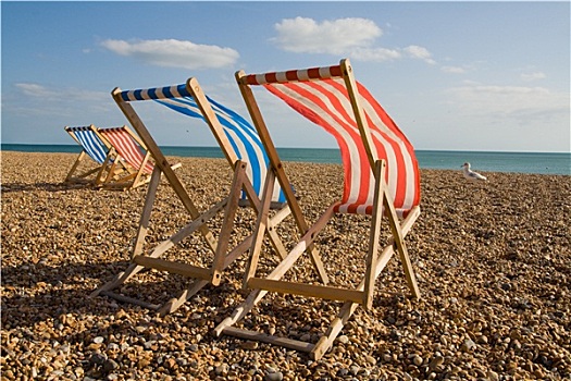 折叠躺椅,沙滩椅,海滩,风吹,白天