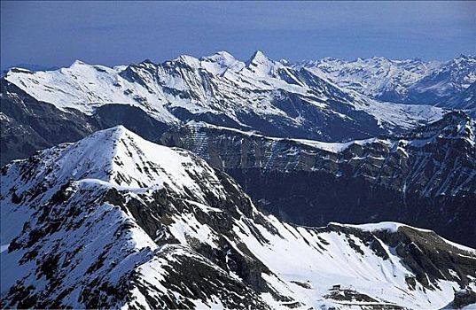 山峰,雪,冬天,黑色,伯恩高地,瑞士,欧洲