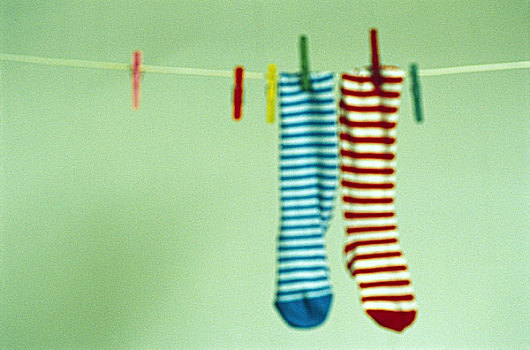 晾衣绳,长袜,清洁,弄干,绳索,晾衣夹,洗衣服,袜子,两个,不同,招待