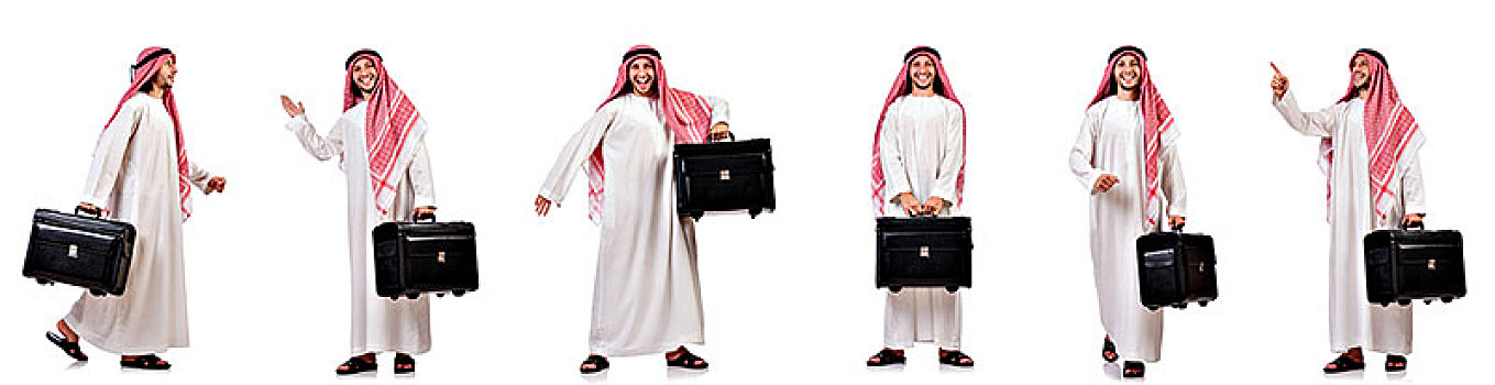 阿拉伯人,行李,白色背景