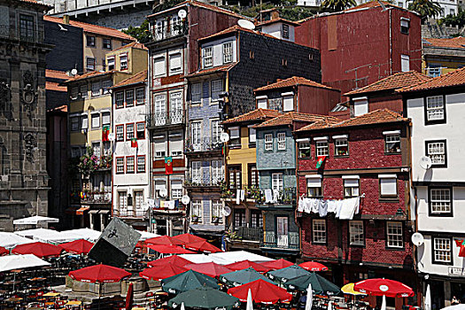 葡萄牙,邮资,旧城,街头咖啡馆,伞,特写