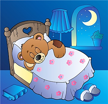 睡觉,泰迪熊,卧室