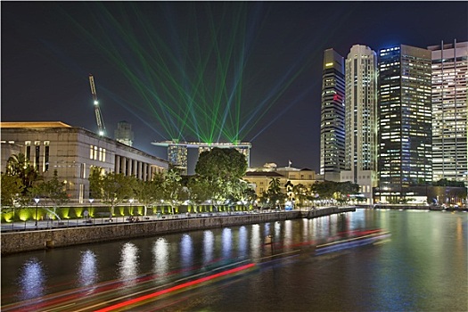 新加坡城,天际线,亮光,展示