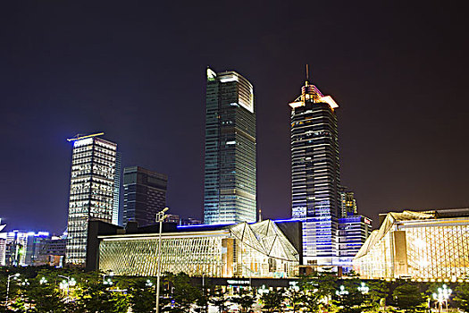 深圳图书馆及音乐厅夜景