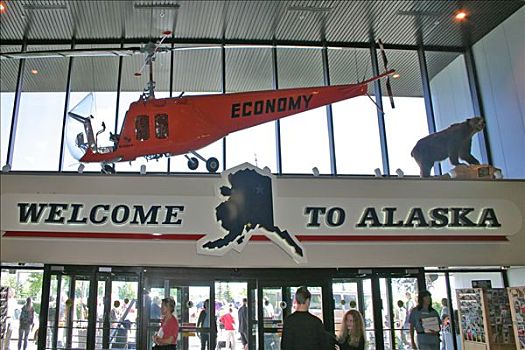 欢迎标志,机场,阿拉斯加,美国
